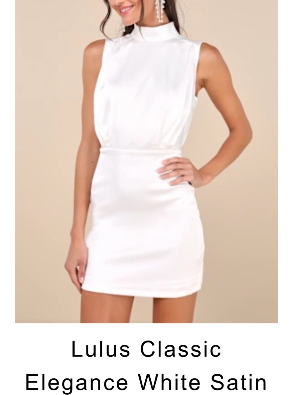 Lulu's White Satin High-Neck Mini Dress NWT